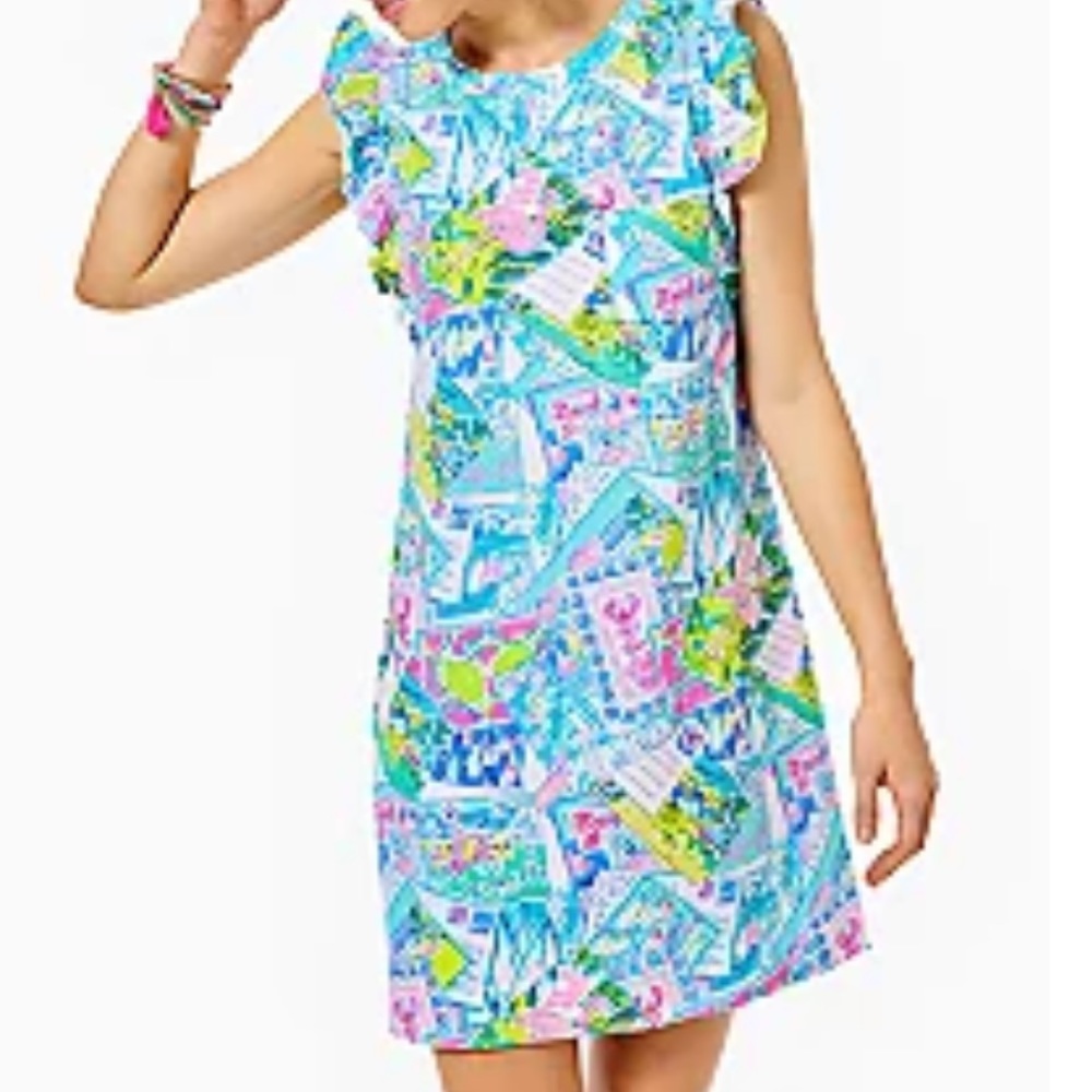 Lilly Pulitzer Laina Dress, Size XXS, Wish You Were Here print.